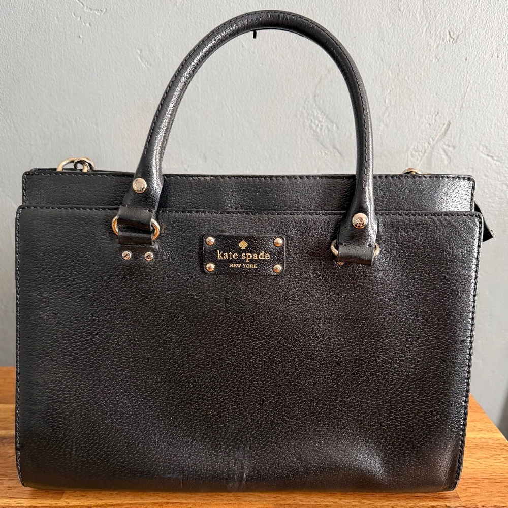 Kate Spade Wellesley Durham Leather Satchel Black